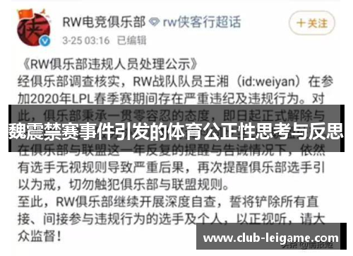 魏震禁赛事件引发的体育公正性思考与反思